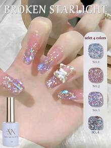 MIANEL 12ml 2026新款云锦水钻凝胶指甲油 粉蓝白绿系列 爆闪凝胶指甲油 指甲胶 新年美甲 冬季美甲 需使用UV美甲灯烘干 适用于美甲沙龙和DIY美甲 - 彩色 - 查看 2