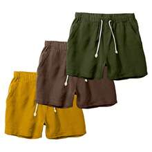 Set Of 3 Premium Linen Shorts For Men - Luxury Beachwear - 棕色 - 查看 1