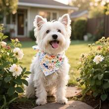 2条双面狗狗头巾，秋季花卉图案，尺寸24.8英寸×11英寸，适合小型至中型犬。 - 彩色 - 查看 4