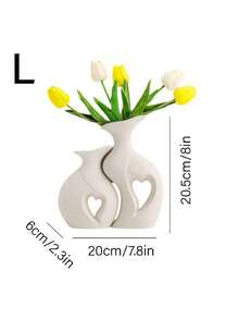 2个波西米亚风心形哑光白色芦苇草花瓶，适合现代家居装饰，可用于房间装饰、家居装饰、生日装饰、厨房、婚礼、卧室、客厅、礼品、派对装饰 - 彩色 - 查看 8