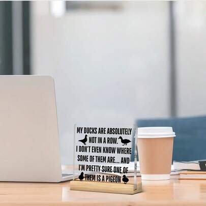 2D Flat Design, Humorous And Satirical Office Desk Nameplate - 'My Duck Is Definitely Not In Line,' Featuring A Funny Duck Illustration, Multi-Color Design, Suitable For Colleagues, Coworkers, And Employees - A Perfect Choice For Office Humor, Desktop Decoration, Gifts For Colleagues, And Fun Designs, With High-Quality Printing.