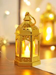 1 pieza Lámpara decorativa de linterna mini retro con batería, lámpara de decoración para el hogar, decoración de mesa, decoración de dormitorio, luz nocturna colgante de pared, adecuada para decoración de boda, fiesta, vacaciones, linterna de mesa LED de interior - Amarillo - Ver 25