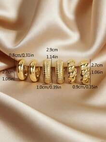 3对复古几何扭曲C形夸张耳环，时尚优雅，适合女性日常及节日佩戴 - 套裝A款 - 查看 3