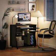 Custer Desk With Keyboard Tray, Shelf, Black PC Desk 80 X 48 X 75 Cm