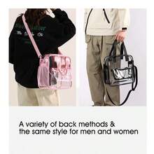 Ubysoyi Large Capacity Stadium Approved Transparent PVC Tote Bag Shoulder Bag Clear Bag Sport Bag Lightweight Daily Crossbody Bag For Women/Unisex Waterproof Handbag For Concert Sport School Swimming Travel Vacation See Through Storage Bag - 粉色 - 查看 4