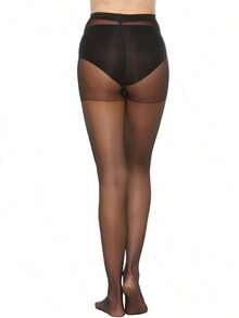 1pc 20D Sheer Black Opaque Tights, Ultra-Pantyhose High Waist Long Socks Reinforced Toe, Suitable 40-60kg - 彩色 - 查看 8