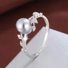 1pc Creative Leaf-Shaped Design Cubic Zirconia Embellished Fashion Ring, Casual Gift - Multicolor - View 37