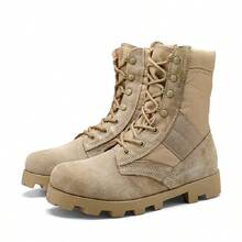 Men's Practical Tactical Boots | Dual-Layer Suede Leather 41-46 | Thick Anti-Slip Rubber Sole, Street Fashion - Khaki - View 15