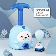 3-5岁儿童气球充气赛车玩具套装，包含1个气球发射器、1辆赛车、6个气球，适合3岁以上男孩女孩的STEM教育礼物 - 彩色 - 查看 10