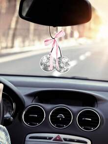 5个可爱粉色蝴蝶结樱桃香味汽车挂式空气清新剂，女士及青少年汽车内饰装饰配件，汽车空气清新剂，后视镜挂式香氛，汽车内饰装饰配件 - A - 查看 5