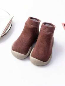 1 Pair Solid Brown Baby Toddler Anti-Slip Soft Sole Silicone Socks Shoes, Indoor & Outdoor Sneakers - Coffee Brown - View 5