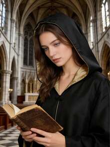 A Magic Wizard Cloak, Unisex Hooded Cloak Suitable For Role-Playing And School Activities, Authentic Wizard/Witch Robe, Advanced Fantasy Costume With Adjustable Hat, Neutral Magic Cloak, Adult Wizard Hooded Cloak Set, Anime Exhibition Role-Playing Costume - Multicolor - View 7