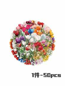 50/150张郁金香贴纸，适用于厕所、浴室、日记、剪贴簿、相册、工艺装饰等，文具用品，趣味贴纸，Kindle适用 - 花 - 查看 10