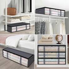 4 Pack Foldable Under-Bed Storage Boxes With Lid Fabric Underbed Containers - Grey - View 6