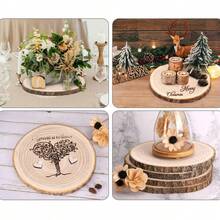 Rustic Natural Wood Slices With Bark, Round Wooden Disc Set For Table Decoration, 2PC / 4PC, Multiple Sizes - A - View 9