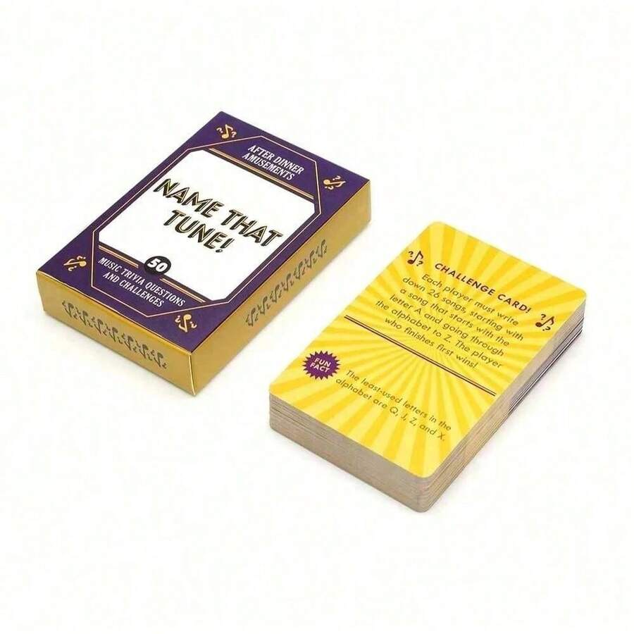 1 pieza "The Song!" Juego de cartas - 50 preguntas y desafíos musicales, juego de trivia musical - Adecuado para noche de juegos en familia, entretenimiento para fiestas después de la cena, trivia y desafíos musicales, cartas púrpuras con detalles dorados, adecuado para noche de juegos y reuniones sociales, sin necesidad de teléfono, cartas de papel, cartulina de alta calidad, juego interactivo, cartas de juego coloridas, juego de cartas clásico - Multicolor - Ver 1
