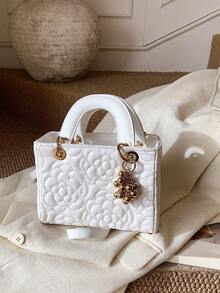 Dedoo Túi xách nữ Daphne cao cấp, sang trọng, bán chạy nhất, thiết kế thêu kim cương, kiểu dáng tote, thích hợp cho kỳ nghỉ xuân/hè, đi học, đi làm hàng ngày, quà Giáng sinh, tiệc tùng, đám cưới và các dịp khác. - Màu be - Xem 7
