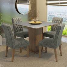 Juego de Comedor Mesa con Tablero de Madera 4 Sillas Livia Madesa - Marrón/Crema/Imperial - Negro - Ver 4