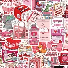 SCXXBSW 50pcs Valentine's Day Bookish Stickers, Cute Cartoon Stcikers For DIY Purposes Such As Skateboarding, Water Bottles, Laptops, And Mobile Phones - A - View 2