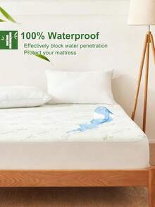 16-Inch Bamboo Fiber Waterproof Mattress Protector, Soft Breathable Mattress Cover, Fits Mattresses Up To 16 Inches Thick, Provides Full Protection - Mint Green - View 3