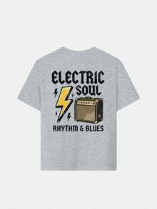 1件装男童休闲印花圆领短袖T恤，夏季学生装 - 一款百搭T恤，为每个孩子带来欢乐和幸福！ - 灰色 - 查看 6