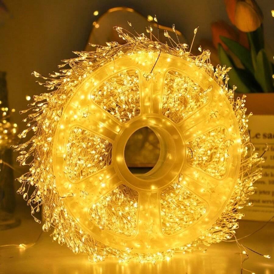 USB供電LED仙女燈 600LED 18M/59ft 銀色線條鞭炮串燈 星空螢火蟲燈 8種模式（不含遙控器）適用於DIY花環、婚禮、室內與聖誕家居裝飾、節日裝飾