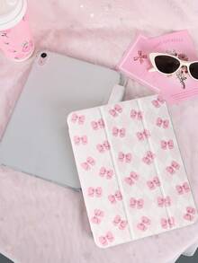 1pc Rhombus Bow Tie Painted Tablet Case, Suitable For IPad 10th/11th/10.2/10.5/Air4/Air5/10.9/Pro 11/Air 11-In.(M2)-2024/Pro 11-In.(M4)-2024/IPad Air 11-Inch (M3) 2025/IPad (A16) 11 Inch 11th Generation 2025, Mini6/Mini7/Air1/Air2/9.7, Tab A8 10.5 Inch 2022, Cute/Elegant/Creative, No Pen Included, Built-In Pen Slot, Tri-Fold Stand, Magnetic Sleep/Wake - Multicolor - View 1