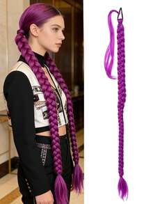 36英寸紫色合成纤维编织假发，带松紧带，适合角色扮演、万圣节和圣诞节。 - 彩色 - 查看 10