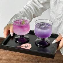 2pcs Purple Stemware, Curved Glass Cups, Sweet Wine Glasses, Champagne Cocktail Glasses, Dishwasher , Perfect Stemware, Essential Glassware For Birthday Party And Home - Purple - View 5