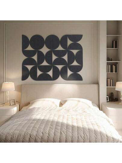 12pcs Large Bulletin Board Set, Decorative Felt Wall Panels Set, Semi-Circle Felt Wall Bricks, Self-Adhesive Felt Brick Blocks For Home Decor, Decorative Bulletin Board Home Decor, Modern Minimalist Felt Bricks For DIY Pinboard Office School Home Wall Decor Stickers Notes Photos Display