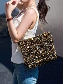 Túi xách dạ hội đính sequin dành cho nữ, túi đeo chéo đính sequin lấp lánh với dây đeo vai điều chỉnh được, túi đeo vai/đeo chéo, túi dây xích đính sequin, túi dự tiệc sang trọng, túi xách thời trang, phụ kiện, phụ kiện dạ hội, dành cho người yêu thời trang, hoàn hảo cho tiệc tùng, đám cưới, dạ hội, hàng ngày, bữa tối/tiệc chiêu đãi, quà cưới lý tưởng, quà tặng tiệc tùng, quà sinh nhật, quà tặng ngày Valentine. - Nhiều màu - Xem 2