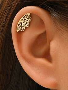 1pc Boho Style Spiral Earring, Geometric Lotus Pattern, Hidden Spiral Piercing, Cartilage Design, Bohemian Silver Color, Mystical Jewelry. Christmas Accessory, Gift - Earrings - View 9