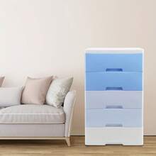 Gabinete de almacenamiento de plástico con múltiples cajones - Organizador multiusos duradero para sala de estar y dormitorio, ideal para suministros de costura y más, no impermeable, varios tipos de cierre, forma rectangular, cajas de almacenamiento para organizar - Celeste - Ver 5