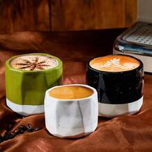 1pc Ceramic Espresso Cup, Creative Polyhedron Shaped Cup For Home & Office, Latte, Cappuccino, Water - Multicolor - View 1
