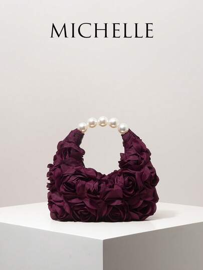 Women's Floral Pattern Pearl Handbag, Suitable For Evening Party, Prom, Elegant Ladies Wallet, Wedding Supplies, Women's Gift, Valentine's Day (Random Pattern)