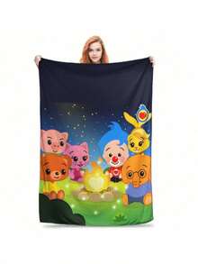 Manta Linda De Dibujos Animados P-Plim (38) Super Cálida, Manta De Felpa Novedosa Para Sofá, Silla, Edredón De Franela, Cubrecama - Black - View 1