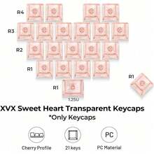 Blank Transparent Keycaps, Sweet Heart PC Custom Keycap Set, Backlit Clear Candy Keyboard Keycaps Mao Profile For MX Switches Mechanical Keyboard (21pcs) - 粉紅之心 - 查看 4