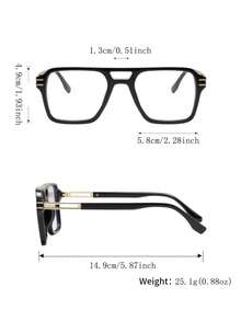 1副男士方形双梁平顶塑料眼镜，个性化港式时尚酷炫现代眼镜，适合日常聚会、派对、度假等场合。 - 彩色 - 查看 11