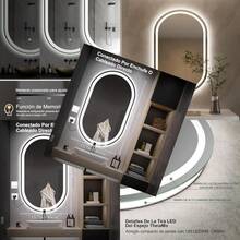 Espejo para Baño con Luz LED, Dimensiones 80 x 40 cm, Bordes Táctiles Inteligentes, Regulable con 3 Tonos de Luz (Fría, Cálida, Neutra), para Baño o Tocador - Blanco - Ver 8