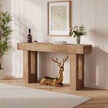 Elegant Wood-Look Faux Trunk Style Console Table With Long Strip Design For Stylish Home Decor - 白色 - 查看 7