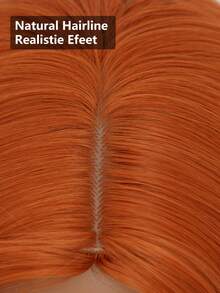 clouder Gothic Punk Orange Long Wavy Curly Wig 26-Inch Center-Parted Bangs Heat-Resistant Synthetic Fiber Wig Women's Soft And Fluffy Curls Perfect For Daily Cosplay, Street Style, Holiday Parties, Music Festivals, Y2K Aesthetic, Avant-Garde College Chic, Modern Fashion Punk Looks - 橘色 - 查看 6
