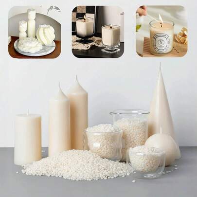 100克/500克/1000克大豆蜡珠，适用于蜡烛制作、DIY蜡烛材料、家居香氛蜡烛、容器蜡烛工艺品，也适用于婚礼、生日、节日、聚会、氛围装饰、纪念品、创意礼品制作。