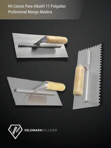 Kit Llanas Para Albañil 11 Pulgadas Profesional Mango Madera Herramientas De Construccion - A - Ver 3