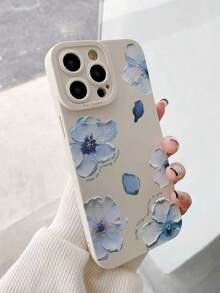 1pc Minimalist Pink Lily Flower Pattern Shockproof TPU Phone Case, Compatible With IPhone 16 Pro Max/15 Plus/14/13/12/11/8P/XS Max And Galaxy S24 Ultra/S23 FE/S22/S21/S20/A52S/A15/A03 - 款式4(1pc) - 查看 3