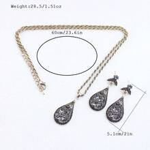 1 Set Water Drop Pendant Earrings Necklace Combo, Middle Eastern Moroccan , Colorful Rhinestone Inlaid, Minimalist Design, Suitable For Vacation, Party, Traditional Festivals - Water Drop Set - View 12