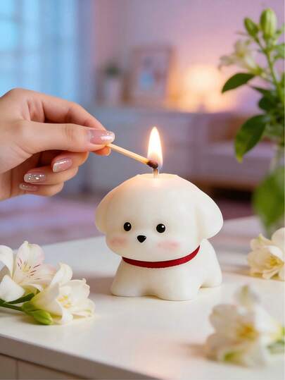 Juego de velas perfumadas con diseño de flores y cachorros - Decoración creativa, fresca y natural, con una larga duración de combustión, adecuada para el hogar, la boda, el dormitorio, el baño, el coche, las fiestas, los picnics, las compras, las vacaciones y el Año Nuevo - Regalo ideal para cumpleaños, Año Nuevo, Día de San Valentín - Regalo perfecto para novia, dama o amiga