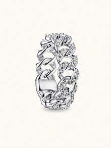 1Pc Luxurious Silvery Big Gemstone Ring, Uniquely Butterfly Gemstone Ring,Crown Ring, For Ladies' Weddings, Banquets, And Daily Life As A Decor Gift For Girls - 銀色 - 查看 19