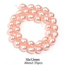 1件水滴形玻璃珍珠优雅珠宝项链串珠饰品，时尚仿珍珠项链 - 粉色 - 查看 9