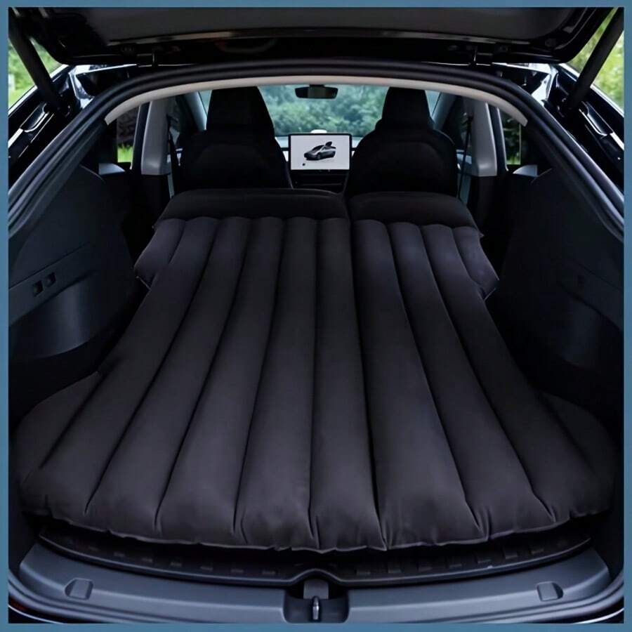 Upgraded Inflatable Mattress For Tesla SUV, High Elasticity Leakproof Car Sleeping Pad With Zoned Support, Ergonomic Rear Seat & Trunk Camping Bed, Ideal For Travel & Outdoor Trips, Must-Have Tesla Accessory - 棕色 - 查看 1