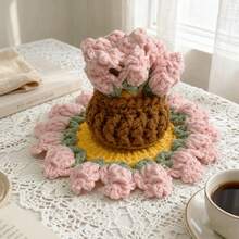 Posavasos de Rosa Hechos a Mano |   Decoración de Tela Estilo Bohemio |   Adornos Resistentes para Mesas |   Regalo Ideal Hogar - Rojo - Ver 10